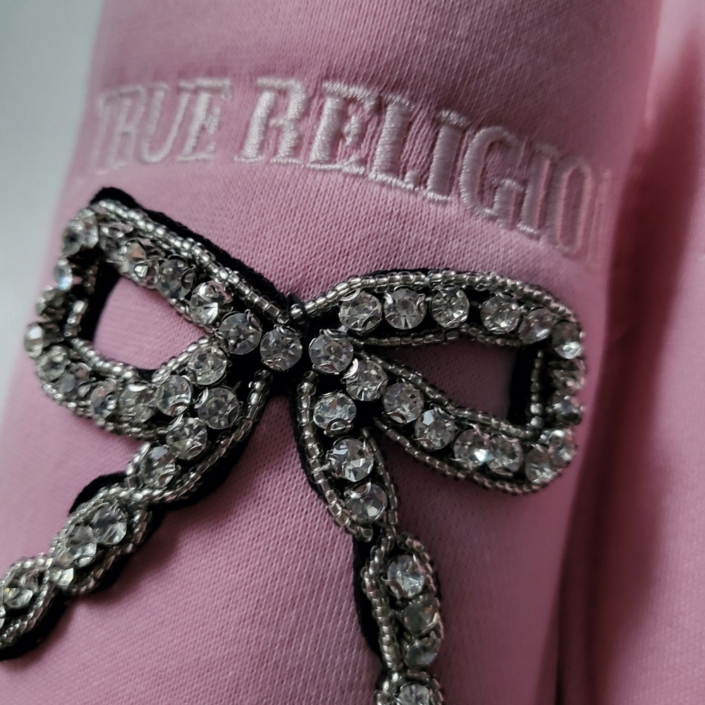 True Religion womens slippers Rhinestone logo size 9 Pink - Picture 5 of 5